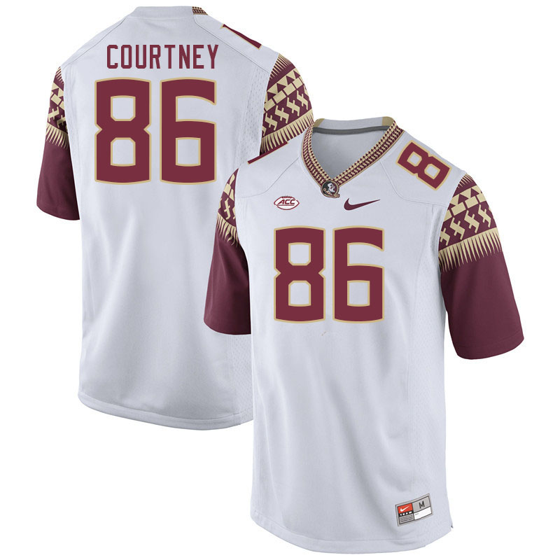 Men #86 Brian Courtney Florida State Seminoles College Football Jerseys Stitched-White - Click Image to Close